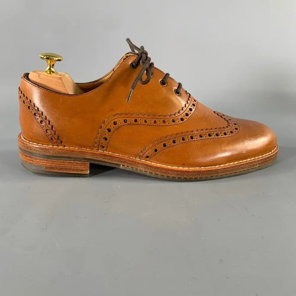MARC JACOBS Size 8 Brown Window Pane Leather Wingtip Lace Up Shoes